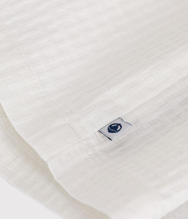 Abito senza maniche beb&egrave; in cotone operato bianco