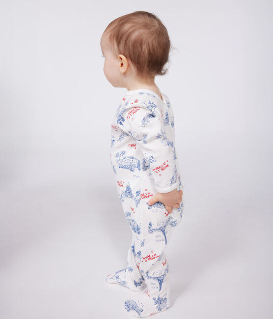 Pigiama in cotone Parigi neonato bianco MARSHMALLOW/bianco MULTICO