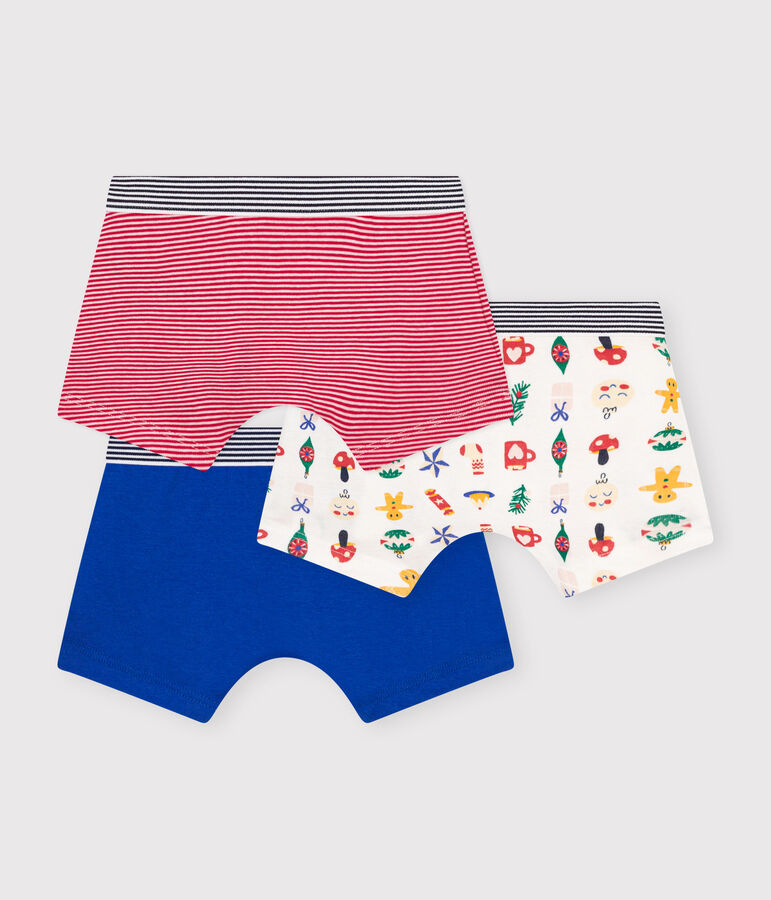 Set di 3 boxer di Natale in cotone bambino multicolore