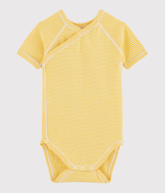 Body incrociato a manica corta bebè unisex giallo HONEY/bianco MARSHMALLOW