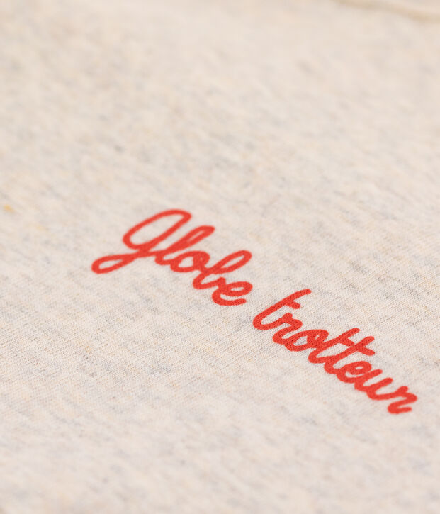 T-shirt girocollo serigrafia in cotone Donna beige