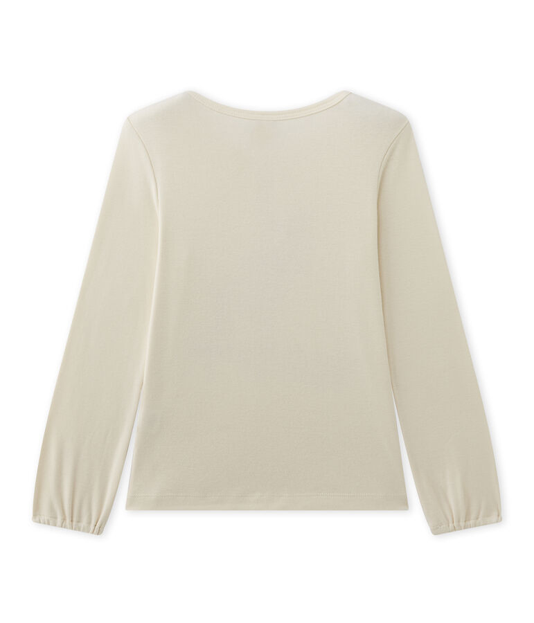 T-shirt a maniche lunghe per bambina con motivo beige COQUILLE/rosso FROUFROU