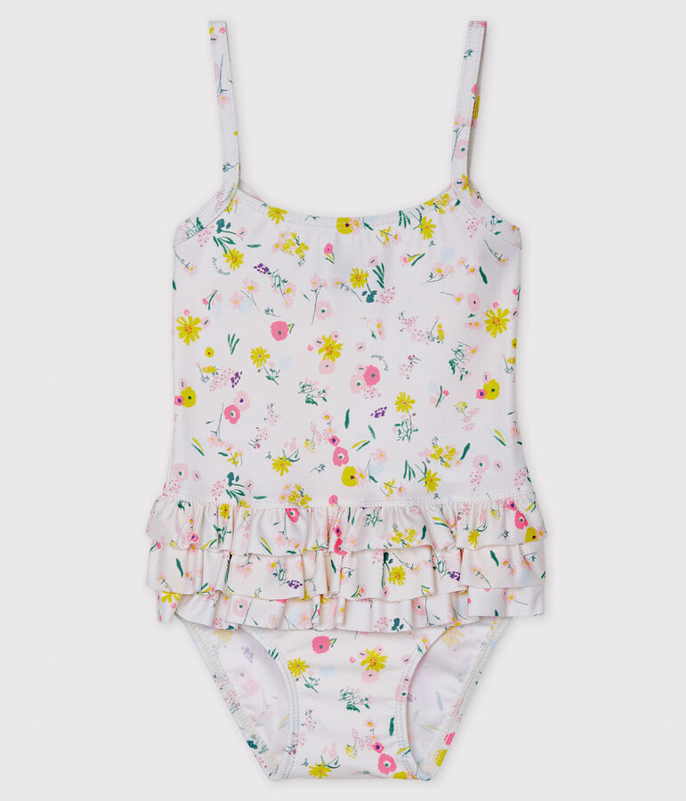 Costume da bagno intero ecoresponsabile bimba bianco/multicolore