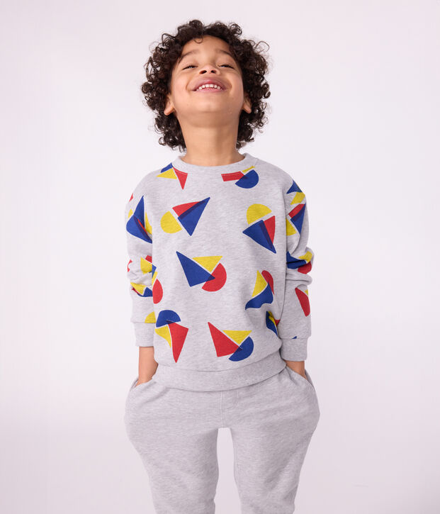 Felpa in cotone stampato bambino grigio/multicolore
