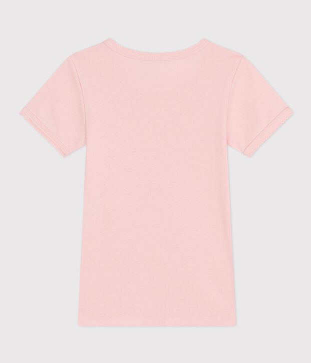 T-shirt a maniche corte bambina in cotone rosa