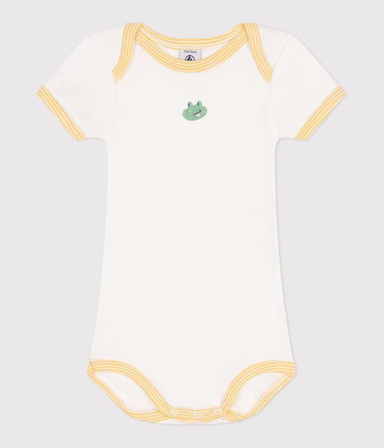 Body a maniche corte in cotone con stampa neonato bianco MARSHMALLOW