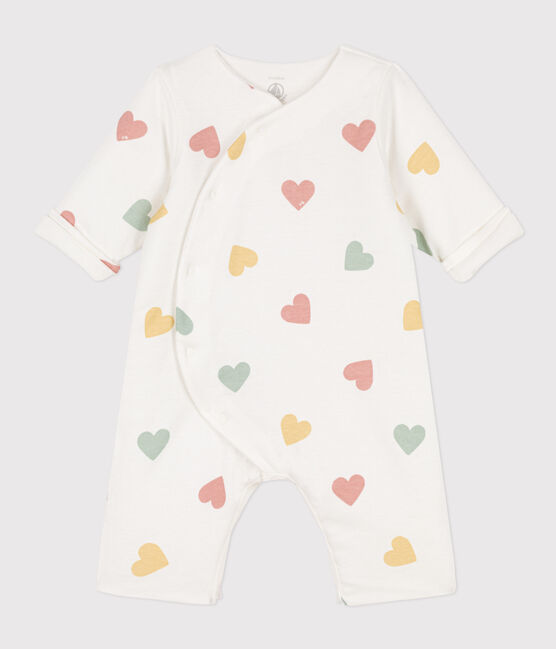 Tutina lunga bebè in cotone bianco MARSHMALLOW/bianco MULTICO