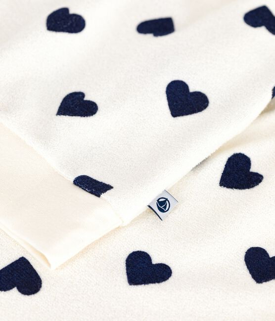 Pigiama in spugna di cotone con stampa a cuori donna blu MILK/ SOIR