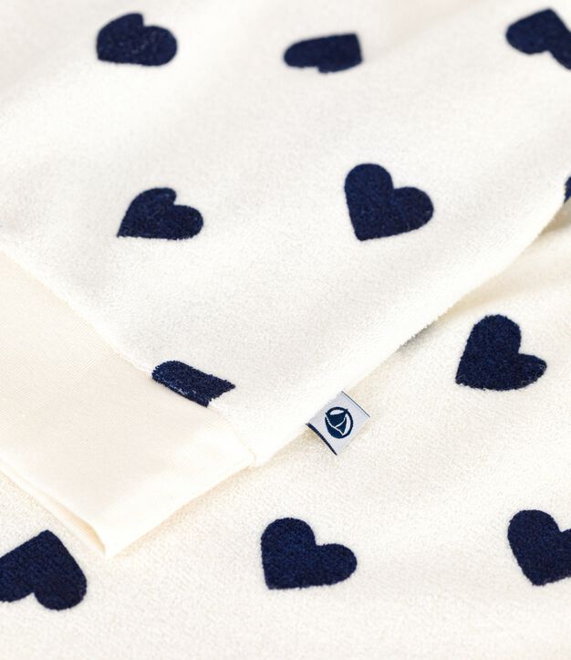 Pigiama in spugna di cotone con stampa a cuori donna blu/blu
