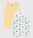 Confezione da 2 canottiere a costine con scimmiette fosforescenti bambino in cotone