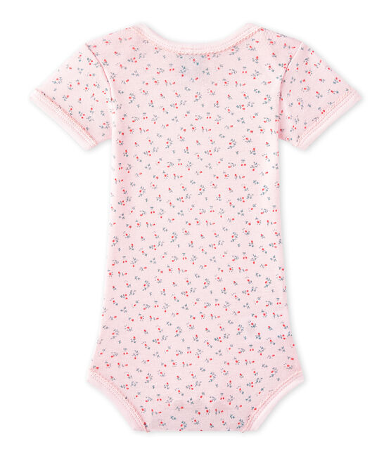 Body per bebé femmina a maniche corte stampato rosa VIENNE/bianco MULTICO