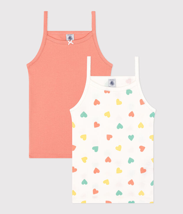 Set di 2 canotte in cotone con stampa a cuori bambina multicolore