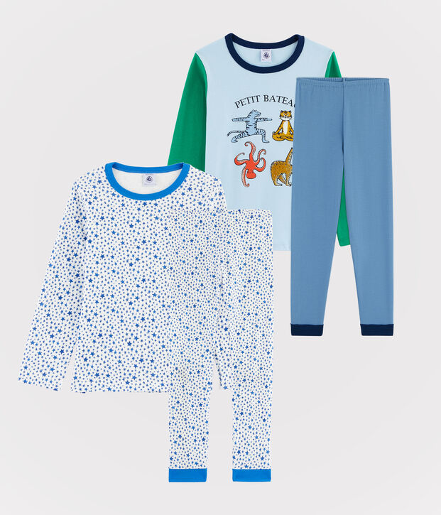 Set di due pigiami bambino in costina e tubique multicolore