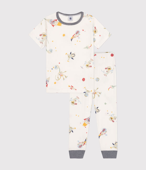 Pigiama in cotone con stampa spazio bambino bianco MARSHMALLOW/bianco MULTICO