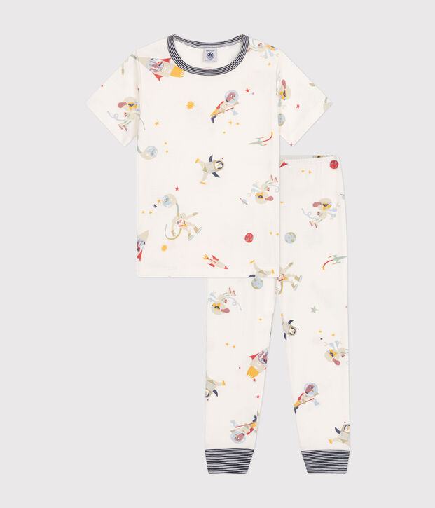 Pigiama in cotone con stampa spazio bambino bianco/multicolore