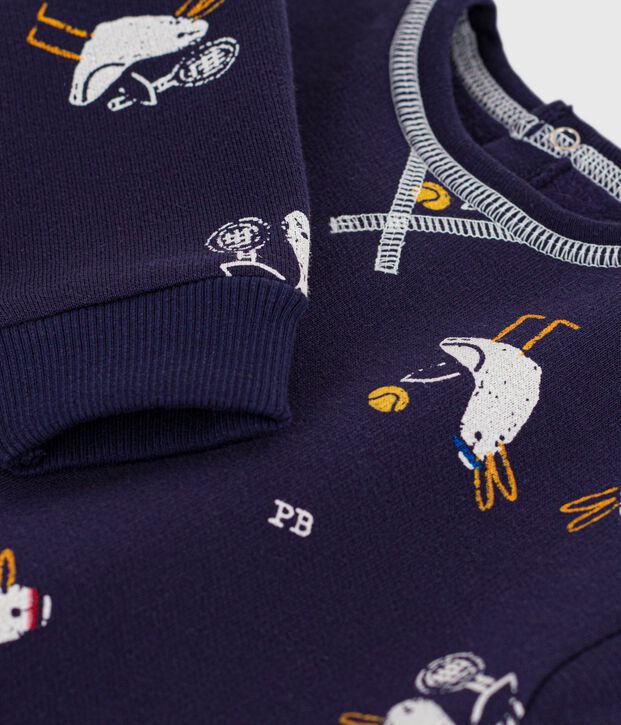 Felpa con cappuccio in cotone con gabbiani stampati neonato blu/multicolore