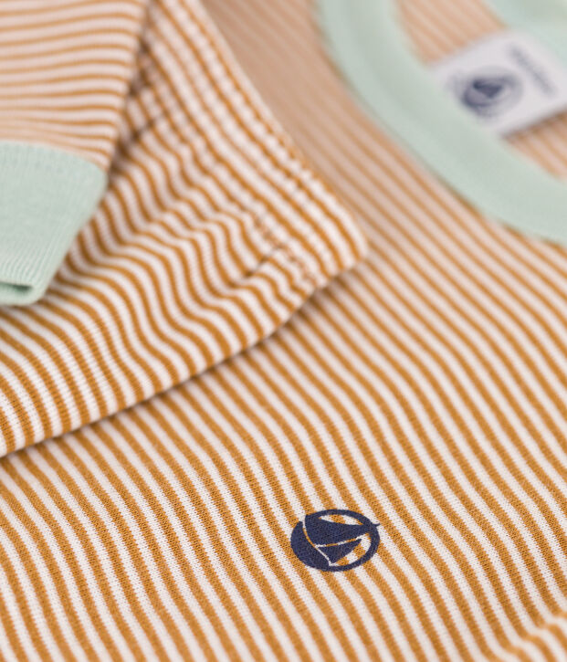 Pigiama bambino in cotone a righe marrone/bianco