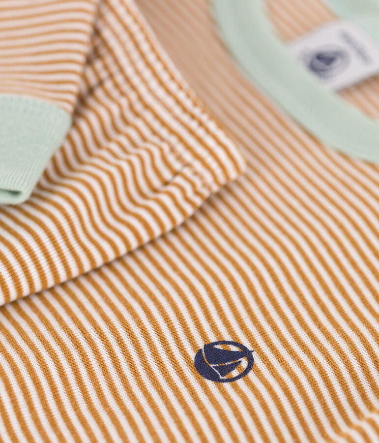 Pigiama bambino in cotone a righe marrone/bianco