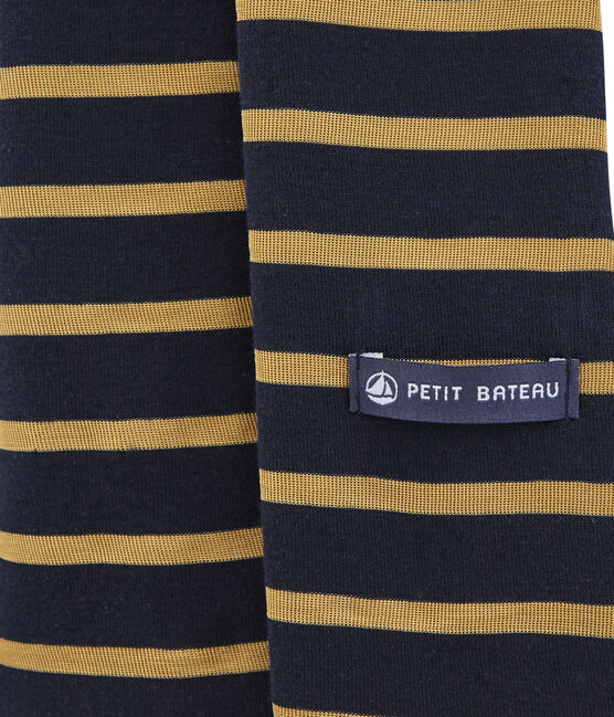 sciarpa rigata satinata per donna blu SMOKING/giallo BRINDILLE SATIN
