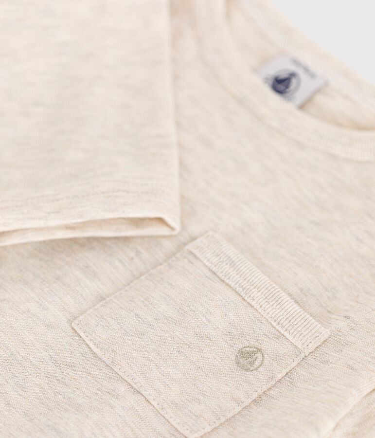 T-shirt a maniche lunghe in jersey sottile neonato beige MONTELIMAR CHINE