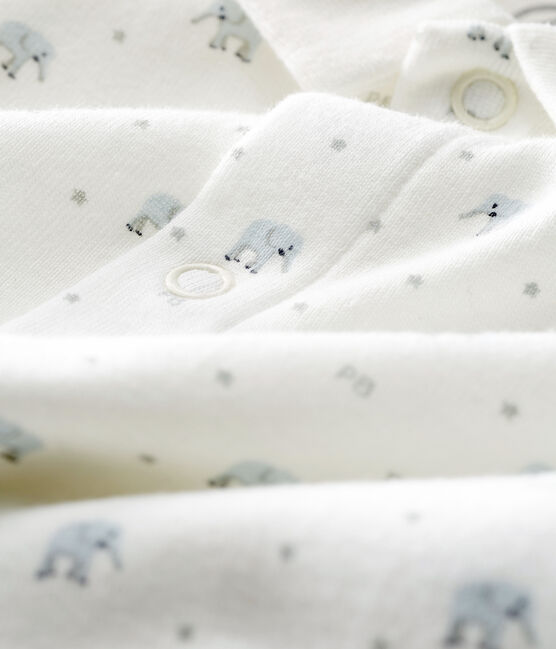 Tutina senza piedi a costine bebè bianco MARSHMALLOW/bianco MULTICO