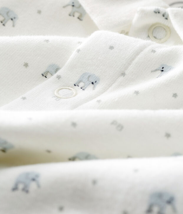 Tutina senza piedi a costine beb&egrave; bianco/multicolore