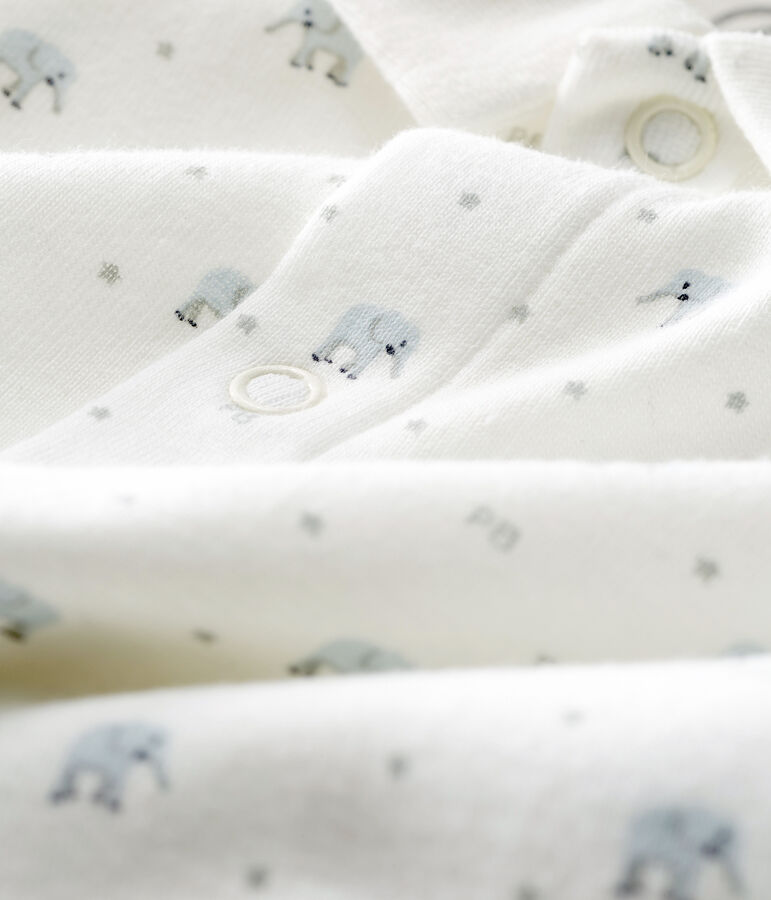 Tutina senza piedi a costine beb&egrave; bianco MARSHMALLOW/bianco MULTICO