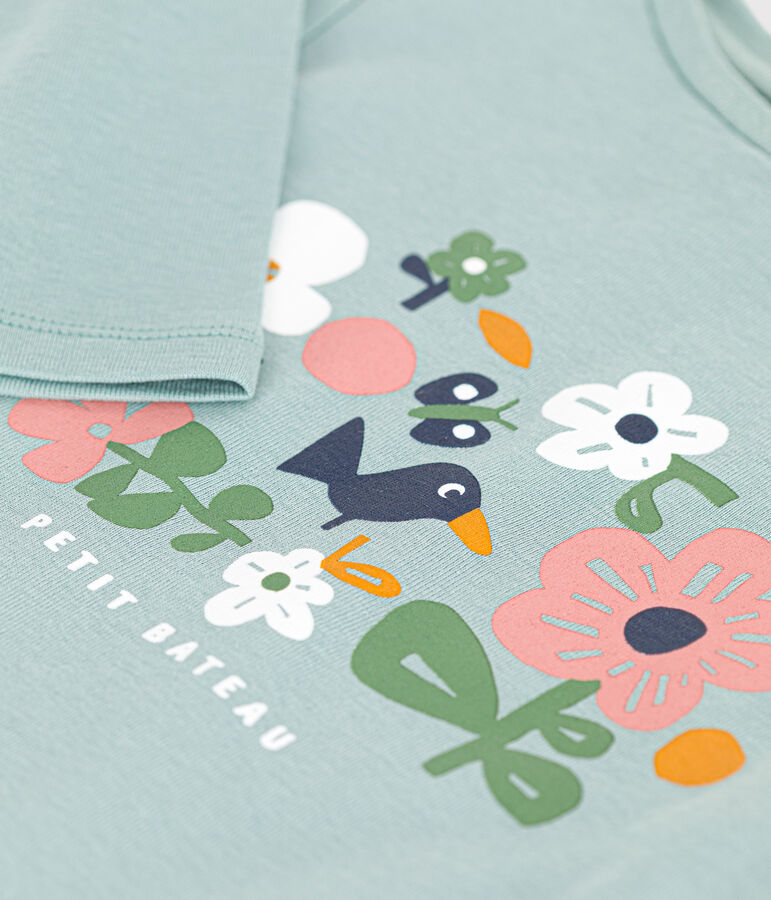 T-shirt a maniche lunghe a costine bambina verde