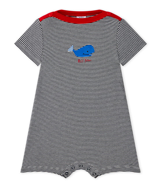 Tutina bebé bambino rigata blu SMOKING/bianco LAIT