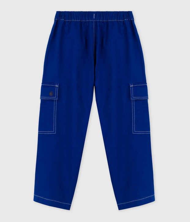 Pantaloni cargo bambina / bambino in twill blu