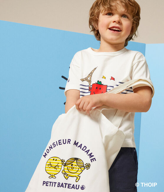 Borsa tote Monsieur Madame in cotone bianco MARSHMALLOW