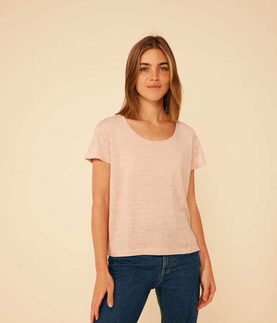 T-shirt Le Droit girocollo in lino donna rosa SALINE