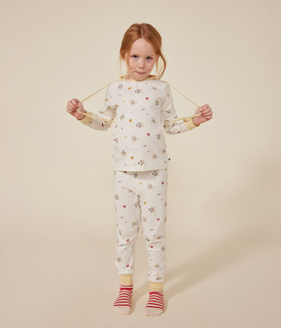 Pigiama travestimento bambino in cotone stampato motivo spazio bianco MARSHMALLOW/bianco MULTICO
