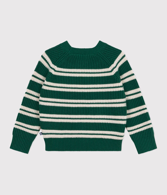 Pullover in misto lana e cotone a righe bambino verde WILLOW/ AVALANCHE