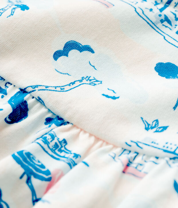 Blusa fantasia senza maniche in jersey beb&egrave; femmina bianco/multicolore