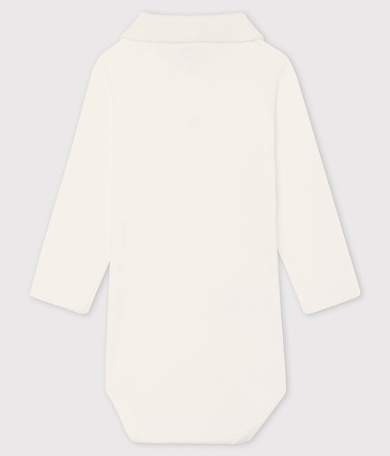 Body  in cotone a manica lunga con  colletto a polo bianco MARSHMALLOW