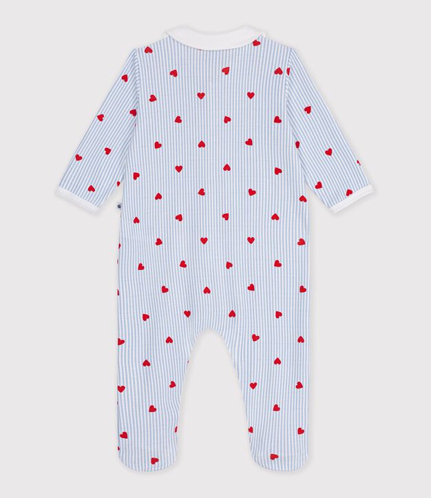 Pigiama in cotone con colletto e stampa a cuori neonato bianco/multicolore