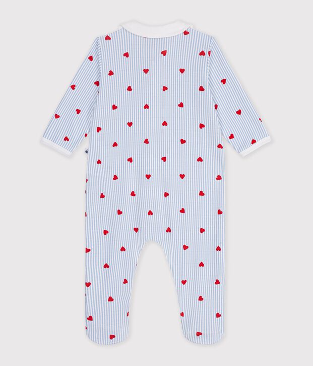 Pigiama in cotone con colletto e stampa a cuori neonato bianco/multicolore