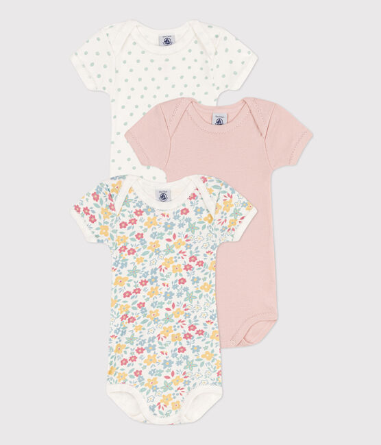 Confezione da 3 body manica corta a fiori in cotone variante 1