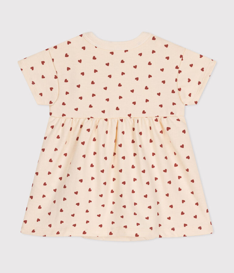 Abito beb&egrave; in tessuto felpato leggero con body ecru/marrone