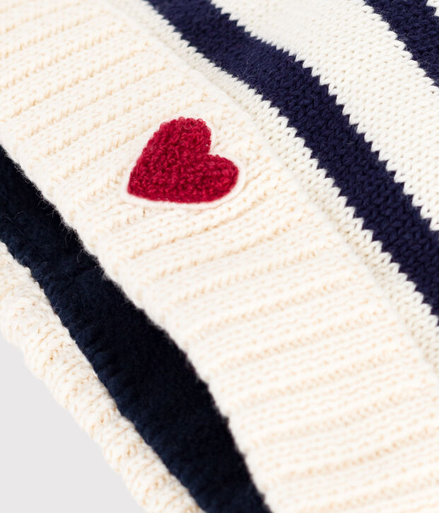 Cuffietta in maglia a righe foderata in pile neonato blu/blu
