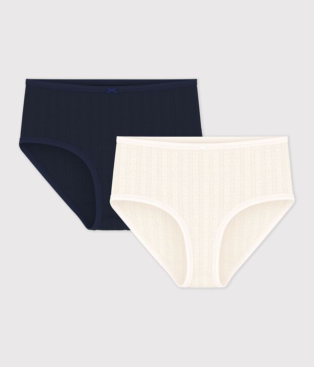 Set di slip a vita alta in cotone traforato donna multicolore