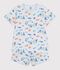Pigiama corto in cotone con stampa fosforescente bambino blu/multicolore