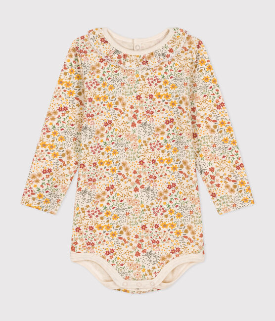 Body a maniche lunghe con colletto in cotone neonato bianco AVALANCHE/ MULTICO
