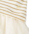 Abito bambina bi-matiere a righe brillantinate beige COQUILLE/giallo LUREX DORE