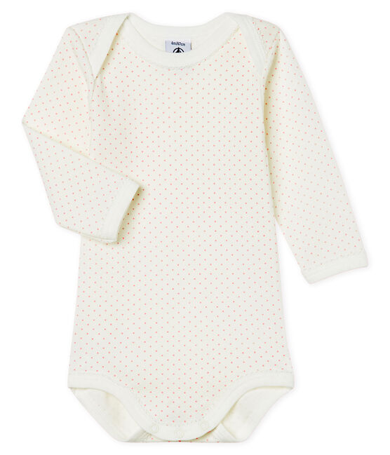 Body manica lunga bebè femmina bianco MARSHMALLOW/rosa CHARME