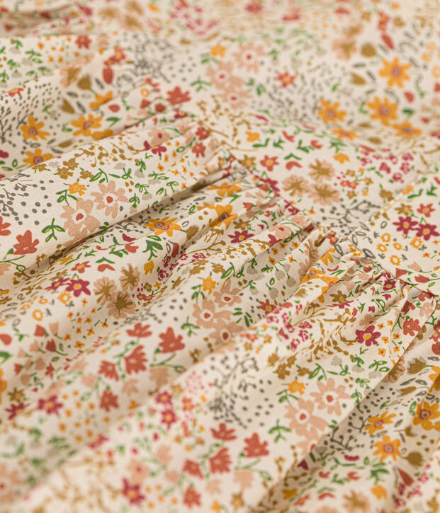 Abito senza maniche in popeline con stampa bambina ecru/multicolore