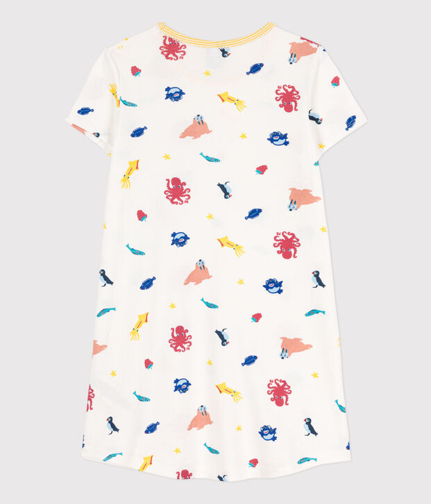 Camicia da notte bambina in cotone fosforescente bianco/multicolore