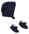 Lotto di cuffietta e scarpine bebé femmina blu SMOKING/bianco MARSHMALLOW