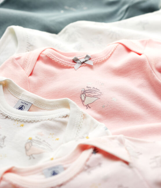 Confezione da 5 body a maniche lunghe bebè femmina fantasia principessa in cotone variante 1
